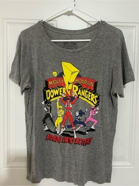 Power Ranger Gray Graphic Tee with Multicolor Rangers